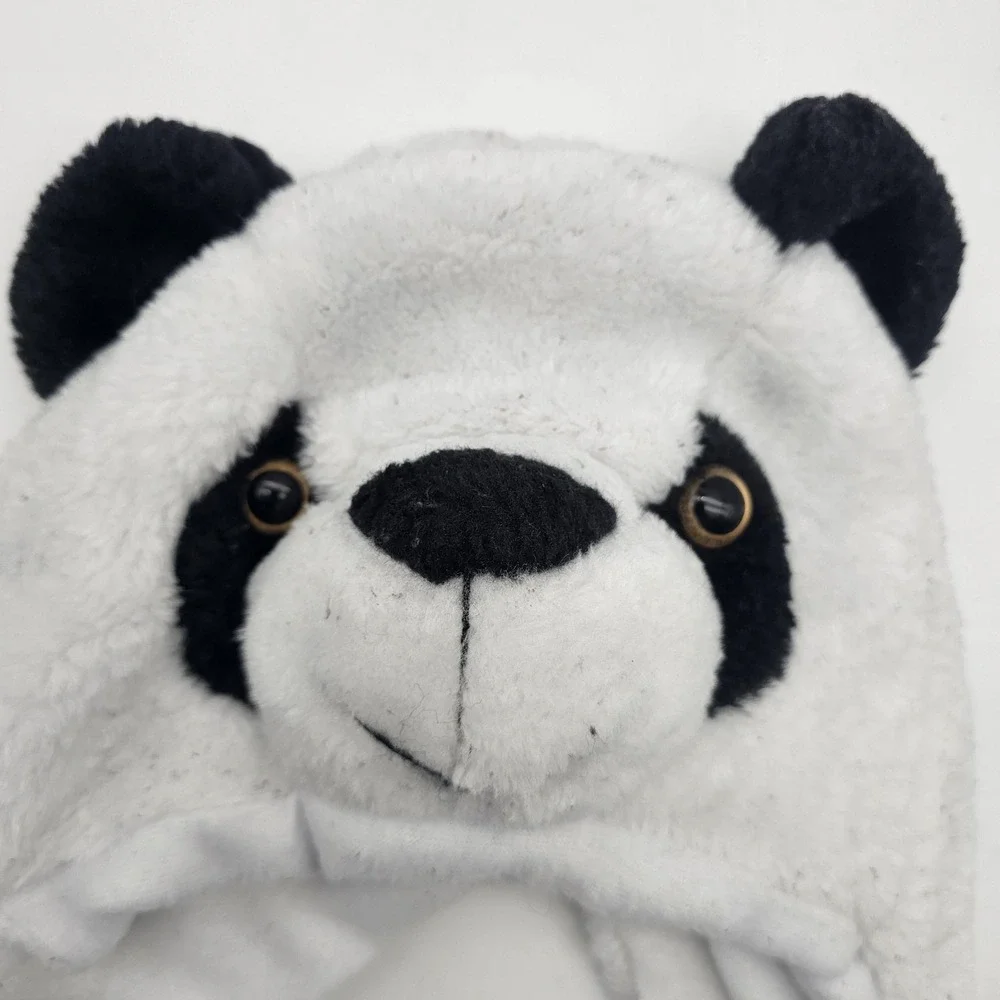 Panda Hat Trapper‎ Girls One Size White Fleece Ear Flap Winter Animal Costume